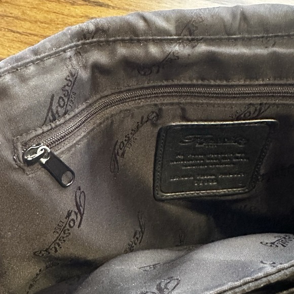 Fossil Black Leather Messenger Crossbody Bag Card Organizer Pockets 75082 *READ* - Picture 12 of 16